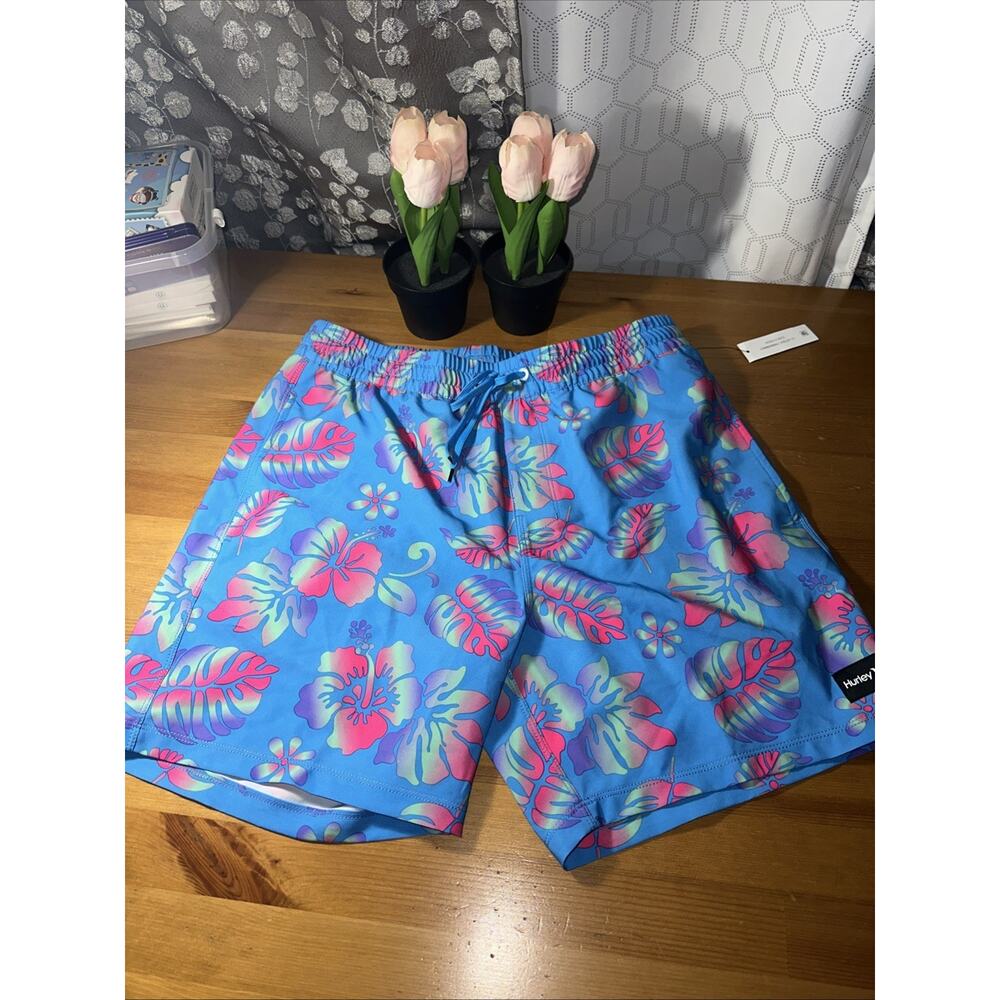 Hurley Cannonball Volley Swimwear Shorts Men's Medium Tropical Blue Floral